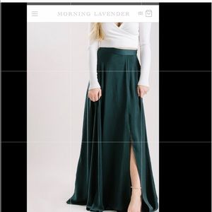 Petite Rosalie Flowy Green Maxi Skirt